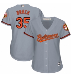 Women's Majestic Baltimore Orioles #35 Brad Brach Replica Grey Road Cool Base MLB Jersey