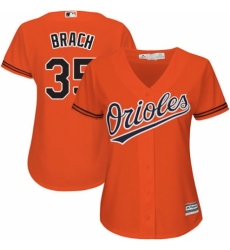 Women's Majestic Baltimore Orioles #35 Brad Brach Replica Orange Alternate Cool Base MLB Jersey