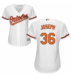 Women's Majestic Baltimore Orioles #36 Caleb Joseph Replica White Home Cool Base MLB Jersey