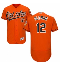 Men's Majestic Baltimore Orioles #12 Roberto Alomar Orange Alternate Flex Base Authentic Collection MLB Jersey