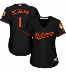 Women's Majestic Baltimore Orioles #1 Tim Beckham Replica Black Alternate Cool Base MLB Jersey