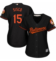 Women's Majestic Baltimore Orioles #15 Chance Sisco Replica Black Alternate Cool Base MLB Jersey