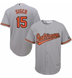 Youth Majestic Baltimore Orioles #15 Chance Sisco Replica Grey Road Cool Base MLB Jersey