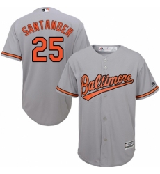 Youth Majestic Baltimore Orioles #25 Anthony Santander Replica Grey Road Cool Base MLB Jersey