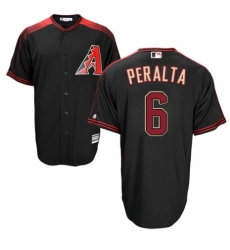 Men's Majestic Arizona Diamondbacks #6 David Peralta Authentic Black/Brick Alternate Home Cool Base MLB Jersey