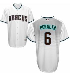 Men's Majestic Arizona Diamondbacks #6 David Peralta Authentic White/Capri Cool Base MLB Jersey