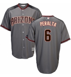 Men's Majestic Arizona Diamondbacks #6 David Peralta Replica Grey Road Cool Base MLB Jersey