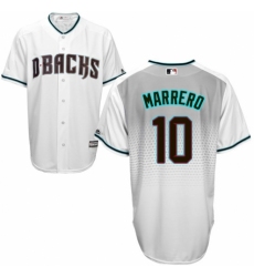 Men's Majestic Arizona Diamondbacks #10 Deven Marrero Authentic White/Capri Cool Base MLB Jersey