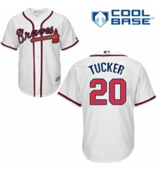 Men's Majestic Atlanta Braves #20 Preston Tucker Replica White Home Cool Base MLB Jersey
