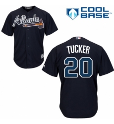 Youth Majestic Atlanta Braves #20 Preston Tucker Authentic Blue Alternate Road Cool Base MLB Jersey