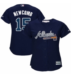 Women's Majestic Atlanta Braves #15 Sean Newcomb Authentic Blue Alternate Road Cool Base MLB Jersey