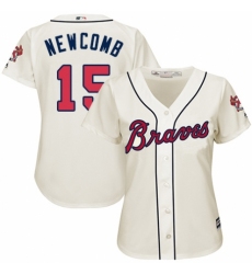Women's Majestic Atlanta Braves #15 Sean Newcomb Authentic Cream Alternate 2 Cool Base MLB Jersey