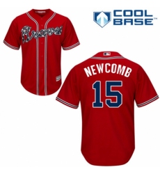 Youth Majestic Atlanta Braves #15 Sean Newcomb Authentic Red Alternate Cool Base MLB Jersey