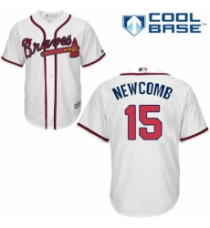 Youth Majestic Atlanta Braves #15 Sean Newcomb Authentic White Home Cool Base MLB Jersey