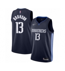 Men's Dallas Mavericks #13 Jalen Brunson Authentic Navy Finished Basketball Jersey - Statement Edition