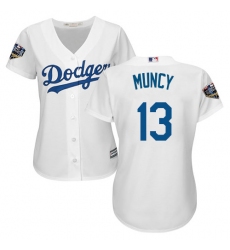 Women's Majestic Los Angeles Dodgers #13 Max Muncy Authentic White Home Cool Base 2018 World Series MLB Jersey