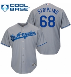 Men's Majestic Los Angeles Dodgers #68 Ross Stripling Replica Grey Road Cool Base MLB Jersey