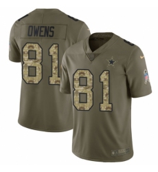 Men's Nike Dallas Cowboys #81 Terrell Owens Limited Olive/Gold 2017 Salute to Service NFL Jersey