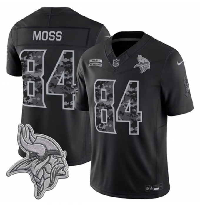 Men's Minnesota Vikings #84 Randy Moss Black 2026 F.U.S.E. Salute to Service Limited Football Stitched Jersey