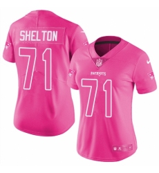 Women's Nike New England Patriots #71 Danny Shelton Limited Pink Rush Fashion NFL Jersey