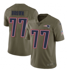 Youth Nike New England Patriots #77 Trent Brown Limited Olive Camo 2017 Salute to Service NFL Jersey