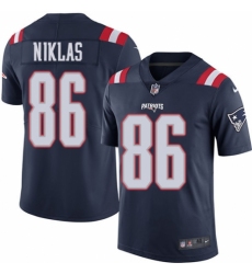Men's Nike New England Patriots #86 Troy Niklas Limited Navy Blue Rush Vapor Untouchable NFL Jersey