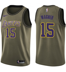 Men's Nike Los Angeles Lakers #15 Moritz Wagner Swingman Green Salute to Service NBA Jersey