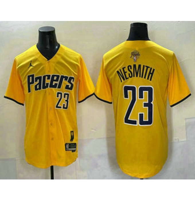 Men's Indiana Pacers #23 Aaron Nesmith Yellow 2025 Finals Vapor Stitched Baseball Jersey
