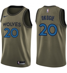 Youth Nike Minnesota Timberwolves #20 Josh Okogie Swingman Green Salute to Service NBA Jersey