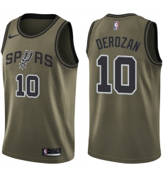 Men's Nike San Antonio Spurs #10 DeMar DeRozan Swingman Green Salute to Service NBA Jersey