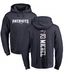 NFL Nike New England Patriots #29 Sony Michel Navy Blue Backer Pullover Hoodie