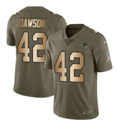 Youth Nike New England Patriots #42 Duke Dawson Limited Olive Gold 2017 Salute to Service NFL Jersey