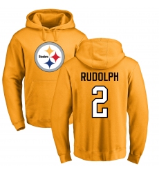 Nike Pittsburgh Steelers #2 Mason Rudolph Gold Name & Number Logo Pullover Hoodie