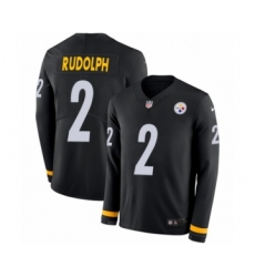 Youth Nike Pittsburgh Steelers #2 Mason Rudolph Limited Black Therma Long Sleeve NFL Jersey