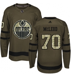 Men's Adidas Edmonton Oilers #70 Ryan McLeod Authentic Green Salute to Service NHL Jersey