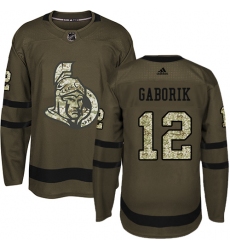Men's Adidas Ottawa Senators #12 Marian Gaborik Authentic Green Salute to Service NHL Jersey