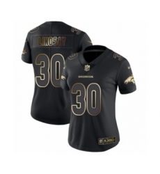 Women's Denver Broncos #30 Phillip Lindsay Black Gold Vapor Untouchable Limited Football Jersey