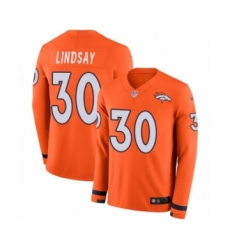Youth Nike Denver Broncos #30 Phillip Lindsay Limited Orange Therma Long Sleeve NFL Jersey