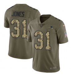 Youth Nike New England Patriots #31 Jonathan Jones Limited Olive Camo 2017 Salute to Service NFL Jersey