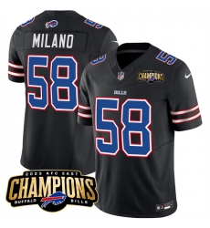 Men's Buffalo Bills #58 Matt Milano Black 2023 F.U.S.E. AFC East Champions With 4-star C Football Stitched Jersey