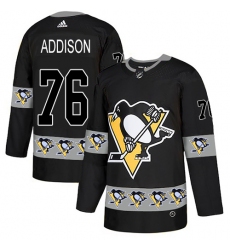 Men's Adidas Pittsburgh Penguins #76 Calen Addison Authentic Black Team Logo Fashion NHL Jersey