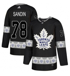 Men's Adidas Toronto Maple Leafs #78 Rasmus Sandin Authentic Black Team Logo Fashion NHL Jersey