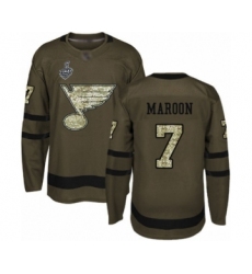 Men's St. Louis Blues #7 Patrick Maroon Authentic Green Salute to Service 2019 Stanley Cup Final Bound Hockey Jersey