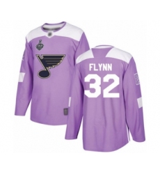 Youth St. Louis Blues #32 Brian Flynn Authentic Purple Fights Cancer Practice 2019 Stanley Cup Final Bound Hockey Jersey