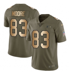 Men's Nike Seattle Seahawks #83 David Moore Limited Olive Gold 2017 Salute to Service NFL Jersey
