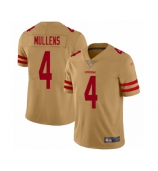 Men's San Francisco 49ers #4 Nick Mullens Limited Gold Inverted Legend Football Jersey