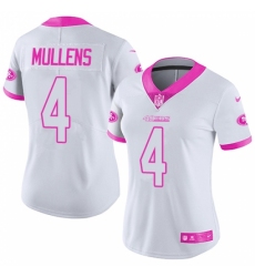 Women's Nike San Francisco 49ers #4 Nick Mullens Limited White Pink Rush Fashion NFL Jersey