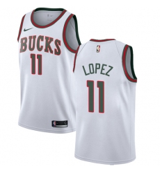 Youth Nike Milwaukee Bucks #11 Brook Lopez Swingman White Fashion Hardwood Classics NBA Jersey