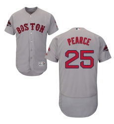 Men's Majestic Boston Red Sox #25 Steve Pearce Grey Road Flex Base Authentic Collection 2018 World Series Champions MLB Jersey