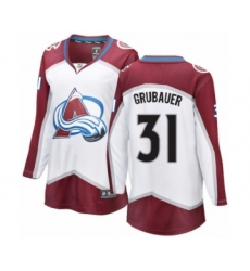 Women's Colorado Avalanche #31 Philipp Grubauer Authentic White Away Fanatics Branded Breakaway NHL Jersey